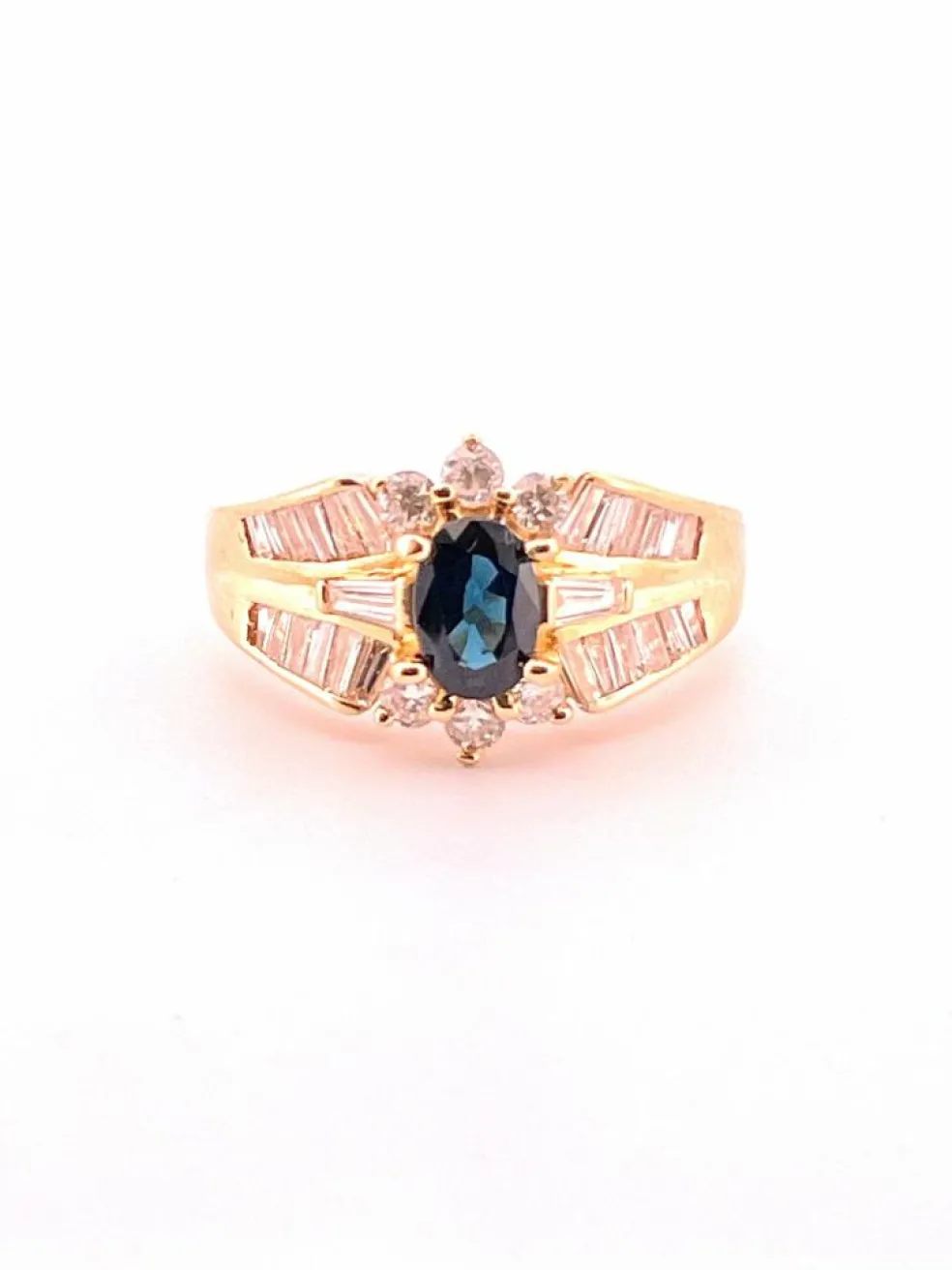 Bague en Or jaune, Diamants & Saphir