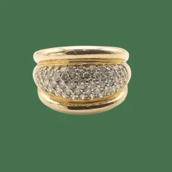 Bague en or jaune diamants