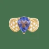 Bague en Or jaune, diamants, tanzanite