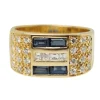 Bague en or jaune, diamants et saphirs