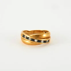 Bague en Or jaune, diamants & saphirs