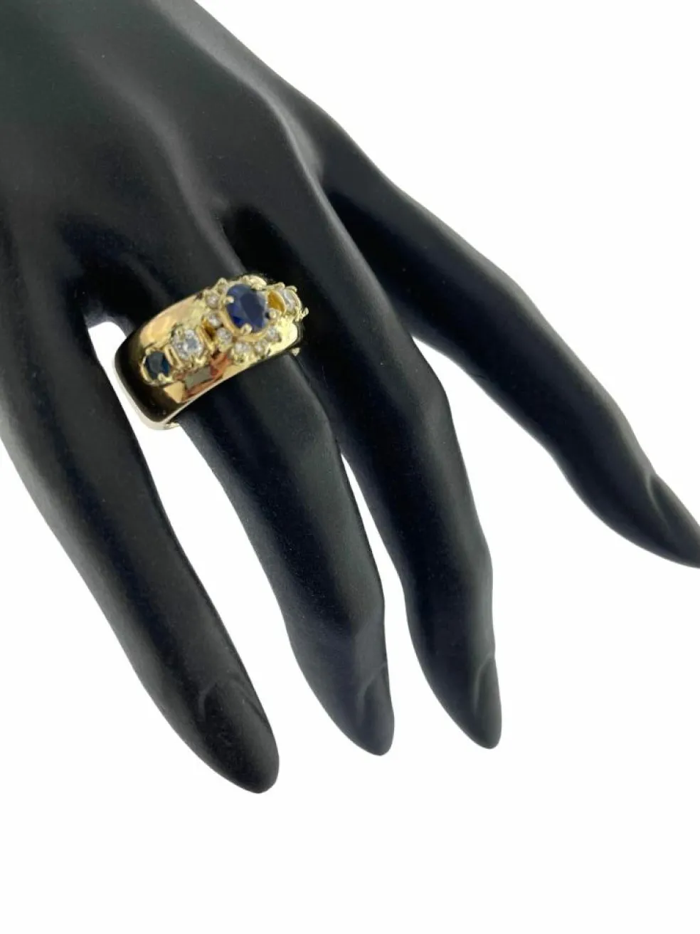 Bague en or jaune, diamants et saphirs certificat IGI