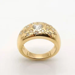 Bague en or jaune diamants