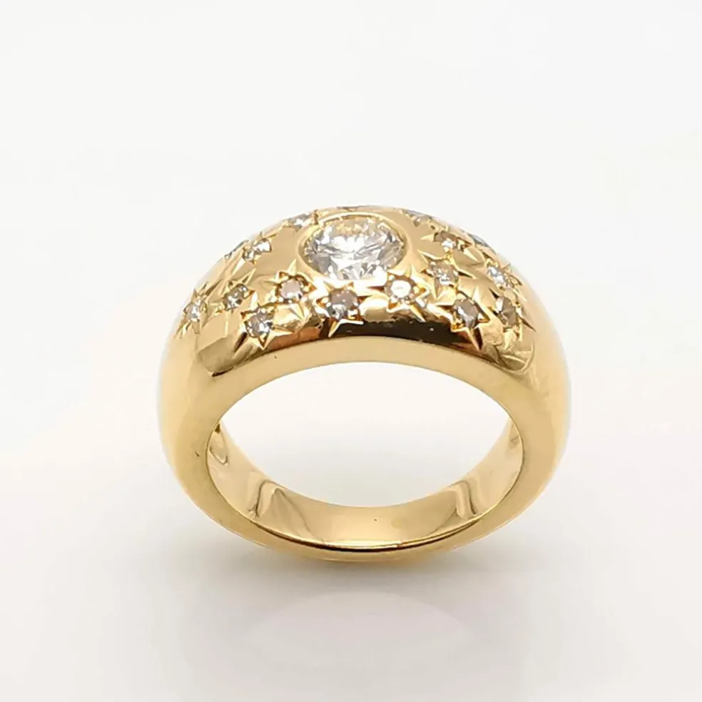 Bague en or jaune diamants