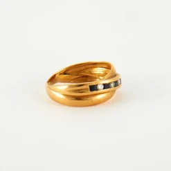 Bague en Or jaune, diamants & saphirs