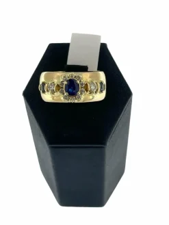 Bague en or jaune, diamants et saphirs certificat IGI