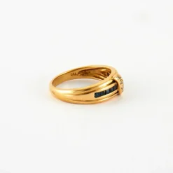 Bague en Or jaune, diamants & saphirs