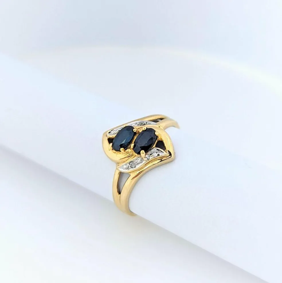 Bague en or jaune diamants et saphirs