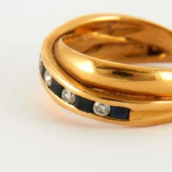 Bague en Or jaune, diamants & saphirs