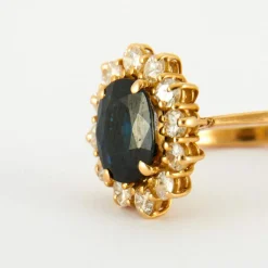 Bague en Or jaune, diamants & saphirs