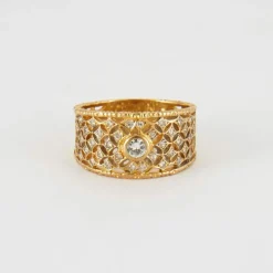 Bague en or jaune, diamant