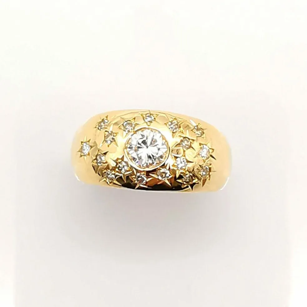 Bague en or jaune diamants