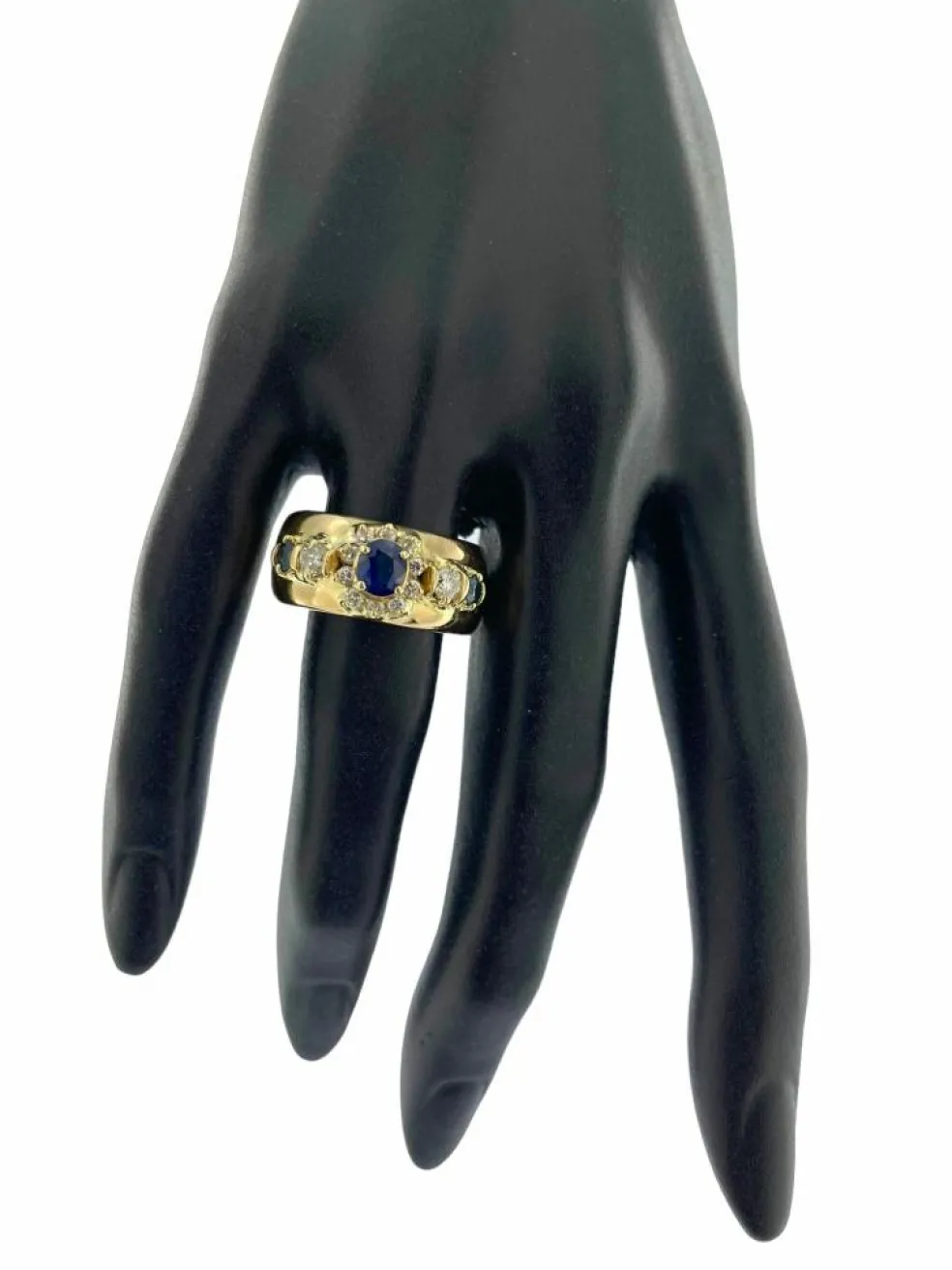 Bague en or jaune, diamants et saphirs certificat IGI