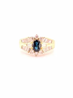Bague en Or jaune, Diamants & Saphir