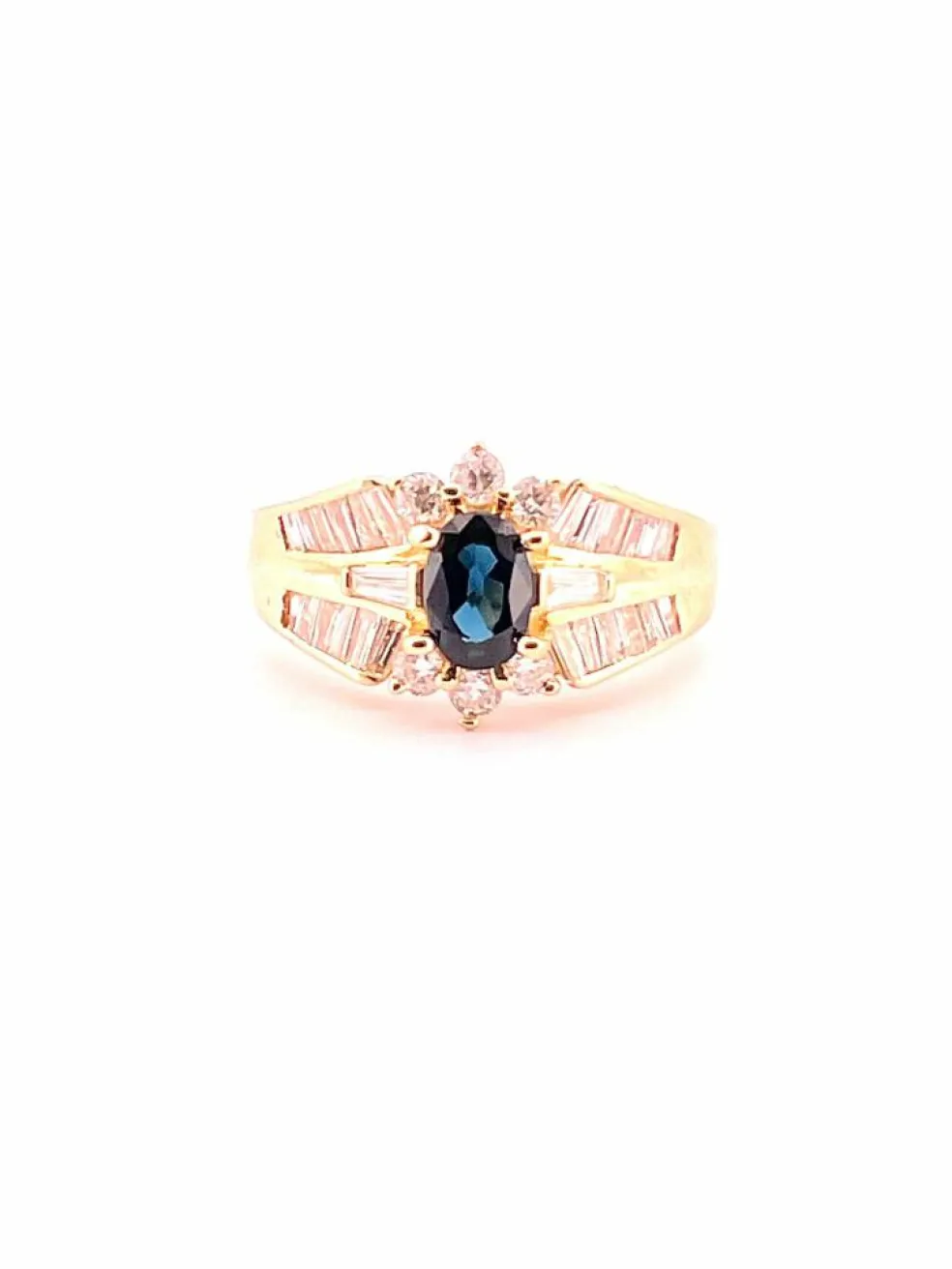 Bague en Or jaune, Diamants & Saphir