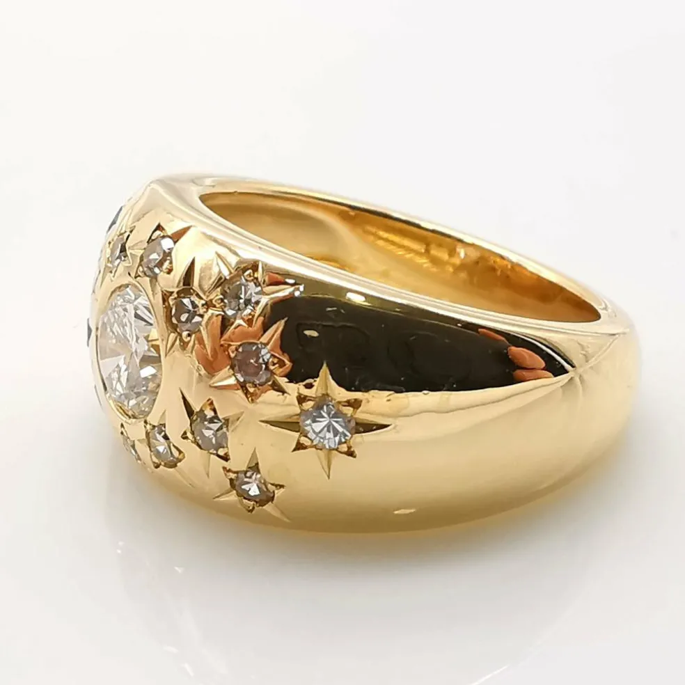 Bague en or jaune diamants