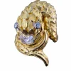 Bague en or jaune en forme de crocodile orné d'un diamant