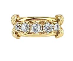 Bague en or jaune et 5 diamants