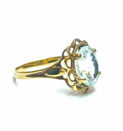 Bague en or jaune et aigue-marine