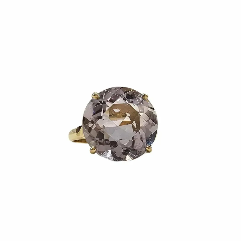 Bague en or jaune et amethyste naturelle
