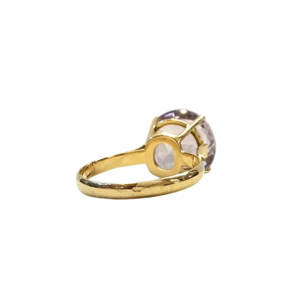 Bague en or jaune et amethyste naturelle