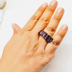 Bague en or jaune et améthystes