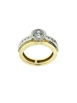 Bague en or jaune et blanc diamant 1.40ct certificat HRD