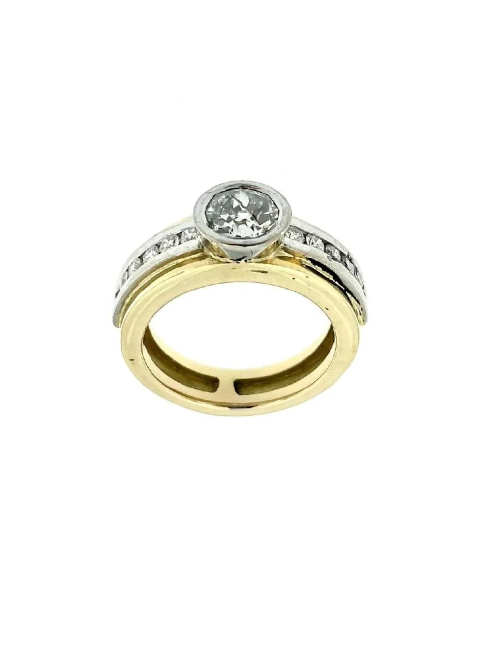 Bague en or jaune et blanc diamant 1.40ct certificat HRD