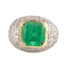 Bague en or jaune et blanc, diamants, émeraude