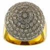 Bague en or jaune et blanc avec pavé de diamants de 3,00 ct