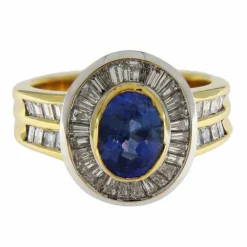 Bague en or jaune et blanc avec saphir de 2,05 ct et diamants