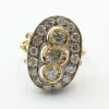 Bague en or jaune et blanc avec ancienne mine et huit huit diamants
