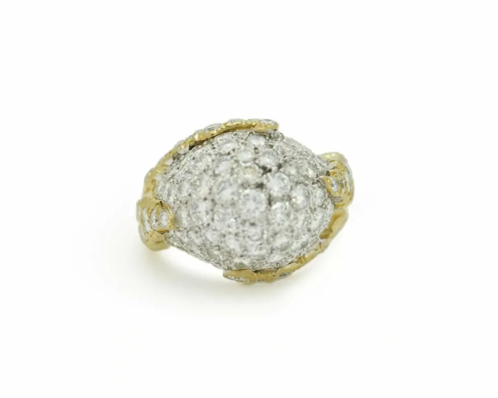 Bague en or jaune et blanc avec diamants