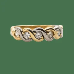 Bague en or jaune et blanc et diamants