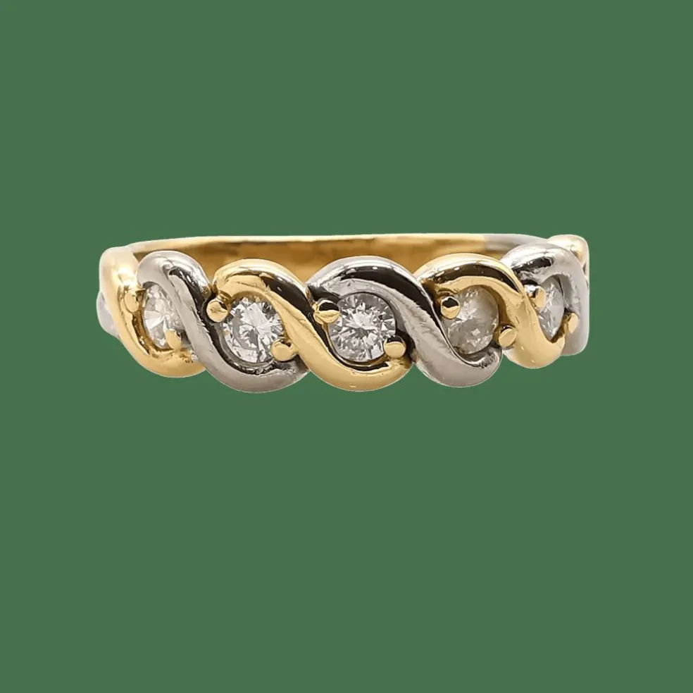 Bague en or jaune et blanc et diamants