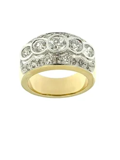 Bague en or jaune et blanc certifiée HRD avec diamants de 3,25 carats