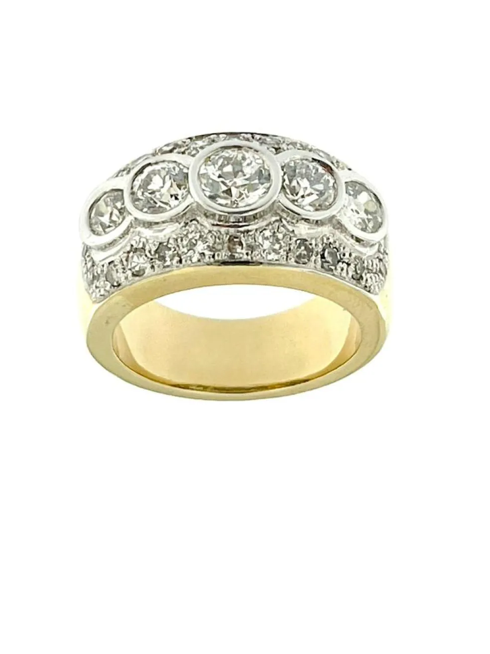 Bague en or jaune et blanc certifiée HRD avec diamants de 3,25 carats