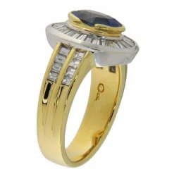 Bague en or jaune et blanc avec saphir de 2,05 ct et diamants
