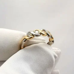Bague en or jaune et blanc et diamants