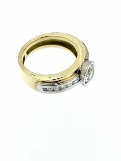 Bague en or jaune et blanc diamant 1.40ct certificat HRD