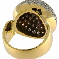 Bague en or jaune et blanc avec pavé de diamants de 3,00 ct