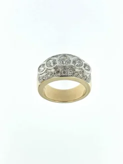 Bague en or jaune et blanc certifiée HRD avec diamants de 3,25 carats