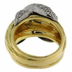 Bague en or jaune et blanc avec croix en diamant
