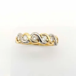 Bague en or jaune et blanc et diamants