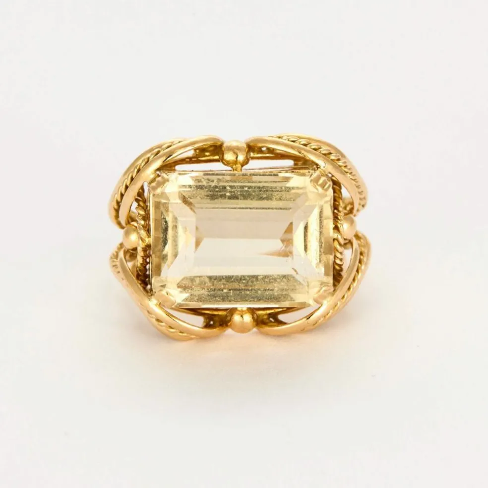 Bague en or jaune et citrine