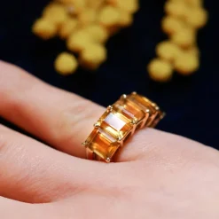 Bague en or jaune et citrines