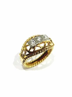 Bague en or jaune et diamants