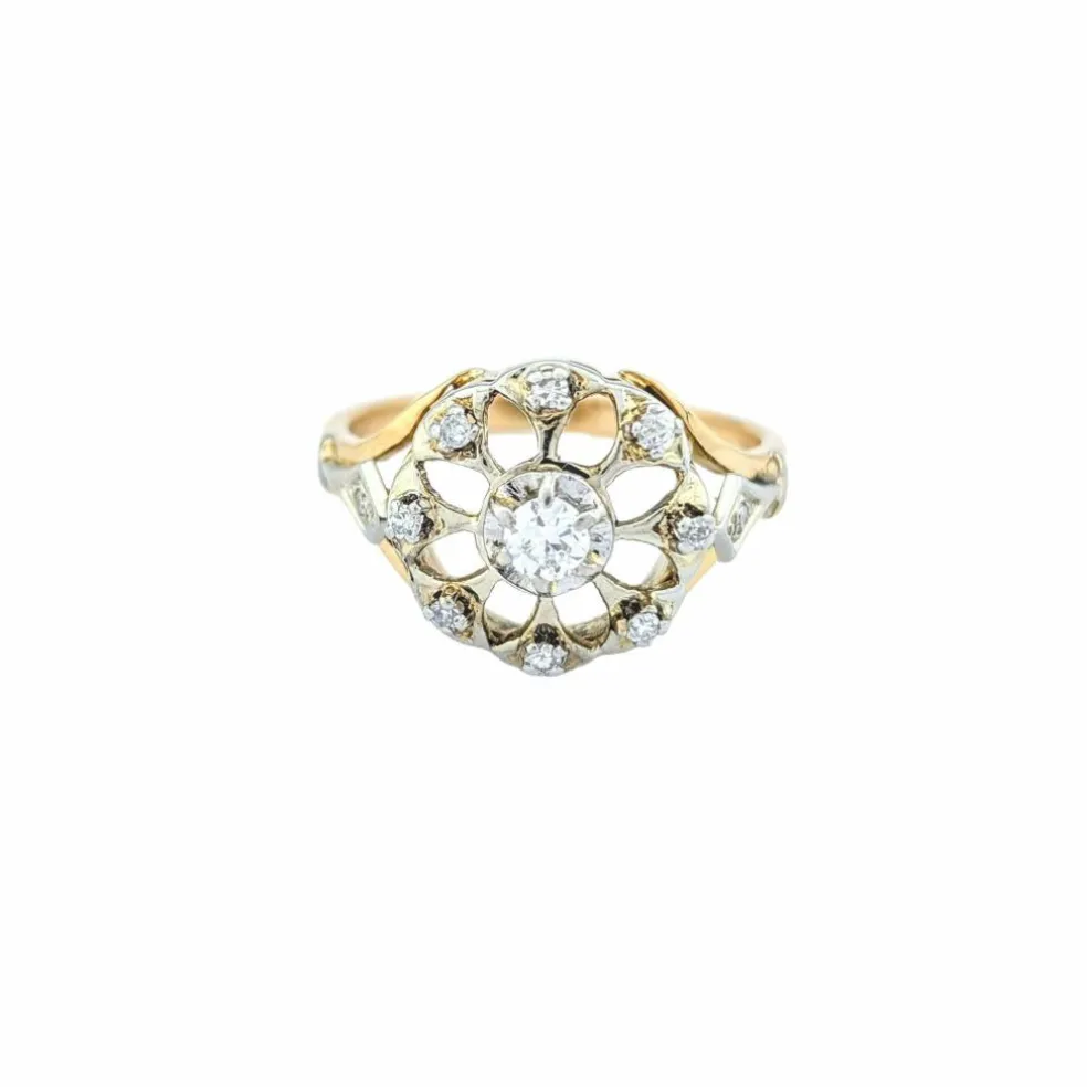 Bague en or jaune et diamants