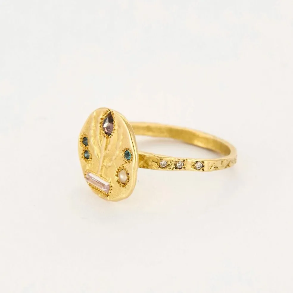 Bague en or jaune et diamants