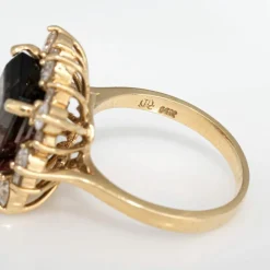 Bague en or jaune et diamants tourmaline bicolore de 5,60 ct